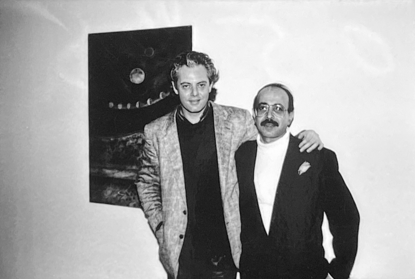 Keith Green and Basil Alkazzi at the opening, Keith Green Gallery, New York, 1988
