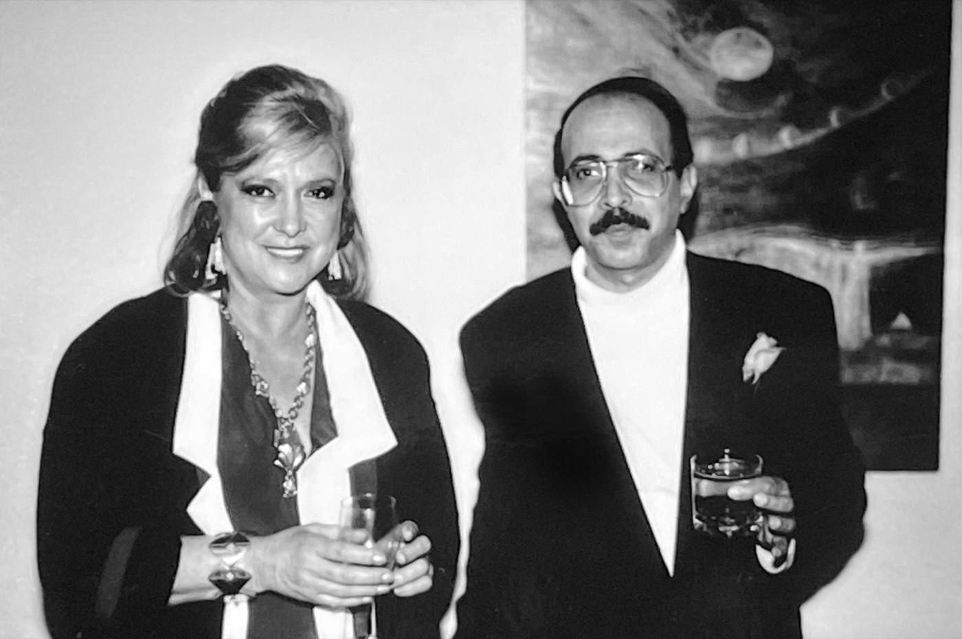Eva J. Pape and Basil Alkazzi at the exhibition, Keith Green Gallery, New York, 1988