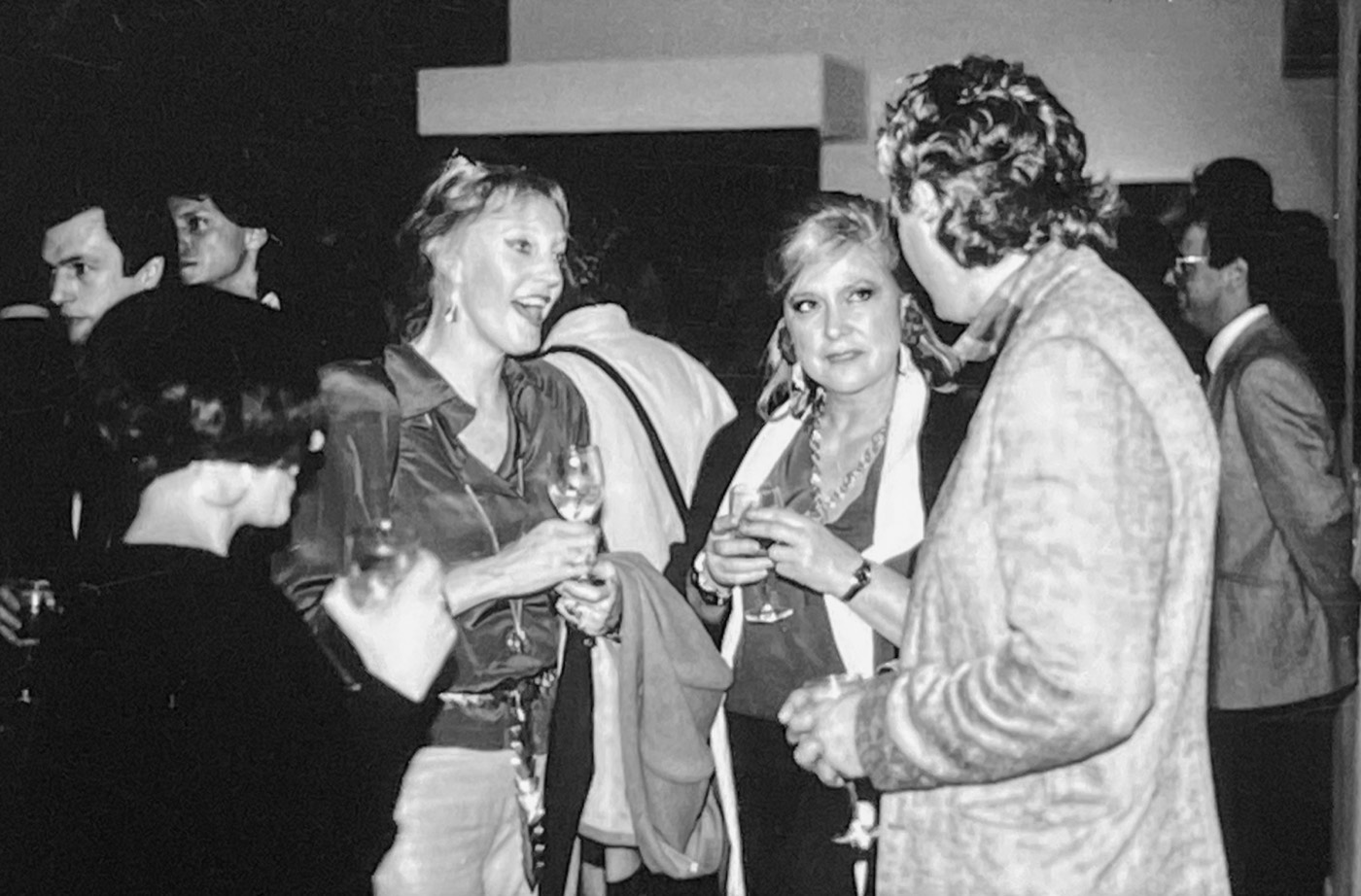 Keith Green and Eva J. Pape with a guest, Keith Green Gallery, New York, 1988